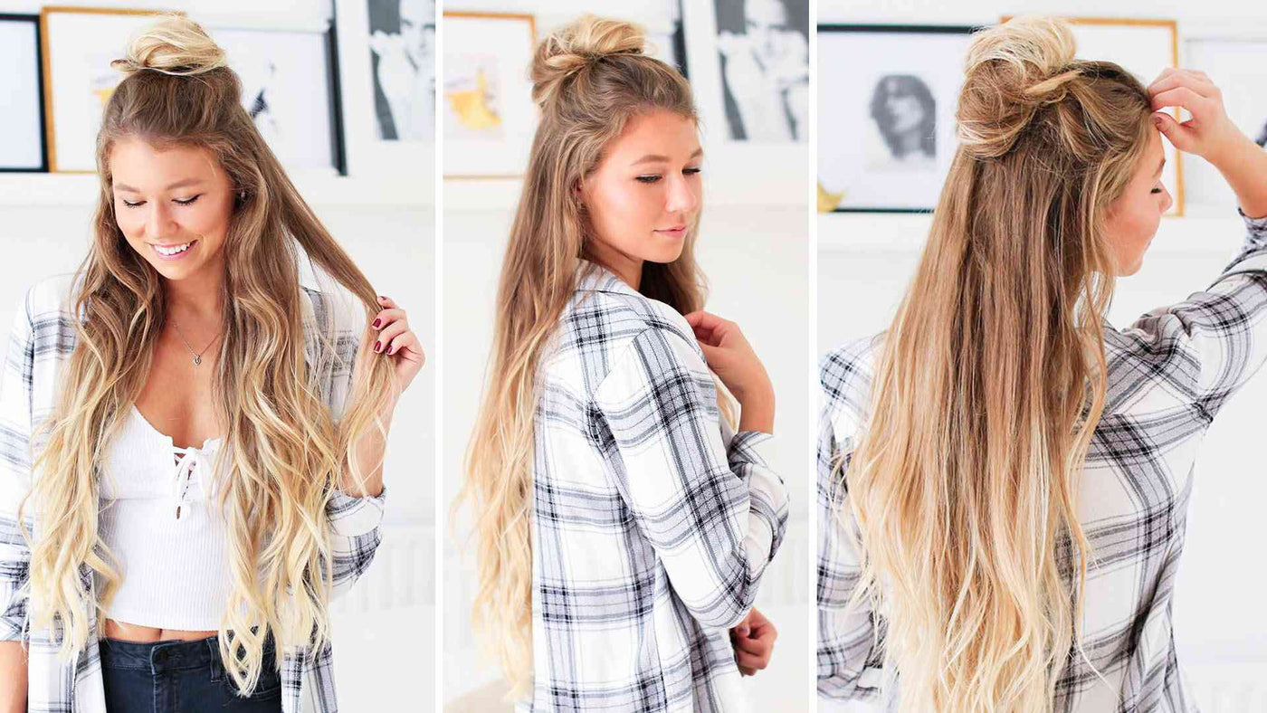 easy hairstyles with long hair 1 minute｜TikTok Search