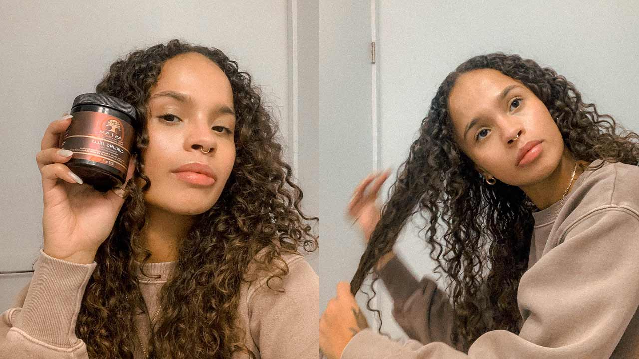 curly permed hair before and after