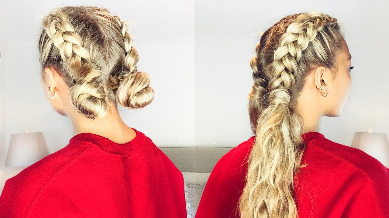 Image of Dutch braid hairstyle for long thick hair