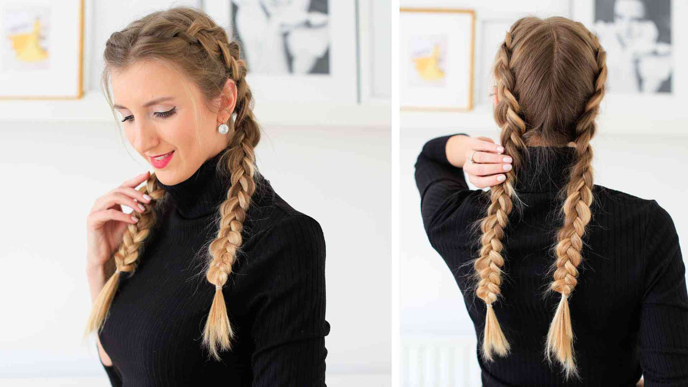 Front braids  Plaits hairstyles, Straight hair with braid, Two