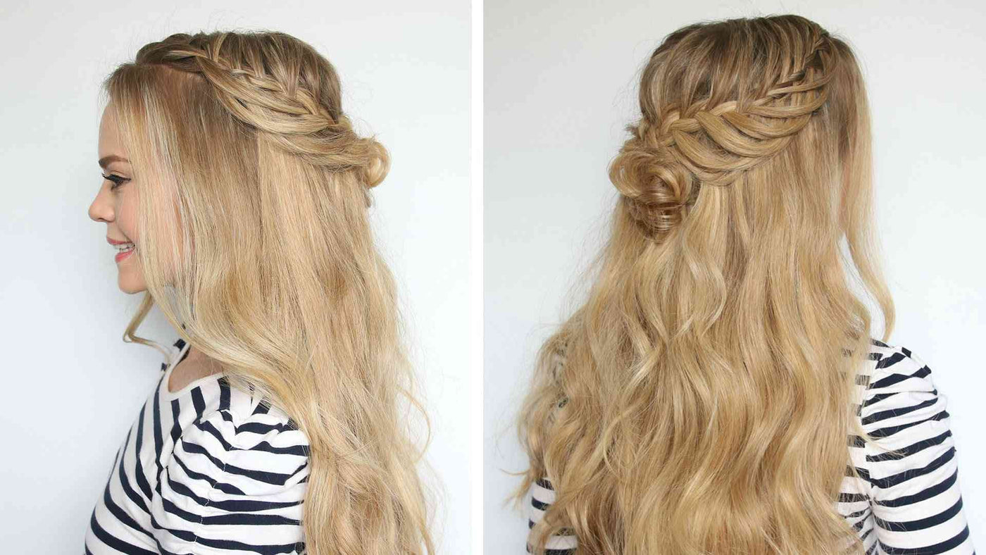 Romantic Hairstyle Half Up Flower Bun For Prom